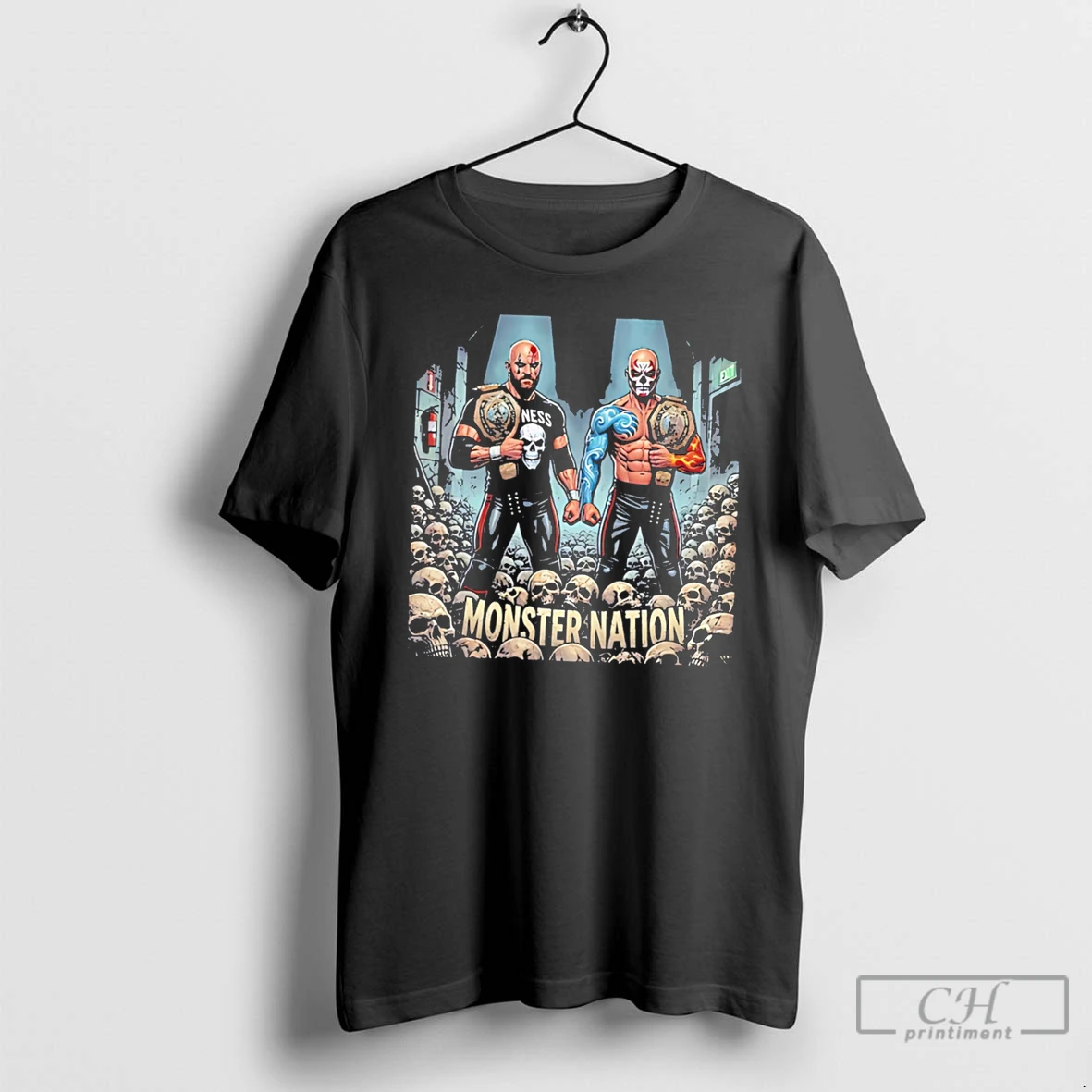 Premium Monster Nation Tag Team Destruction Illustration Tee T Shirts Sweater Hoodie