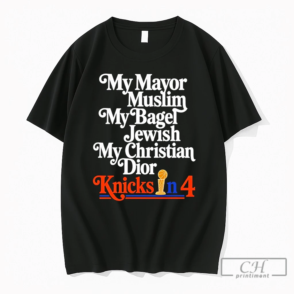 Premium My Mayor Is Muslim Bagel Jewish Knicks In 4 New York Knicks Basketball Nba 2026 T Shirts Sweater Hoodie