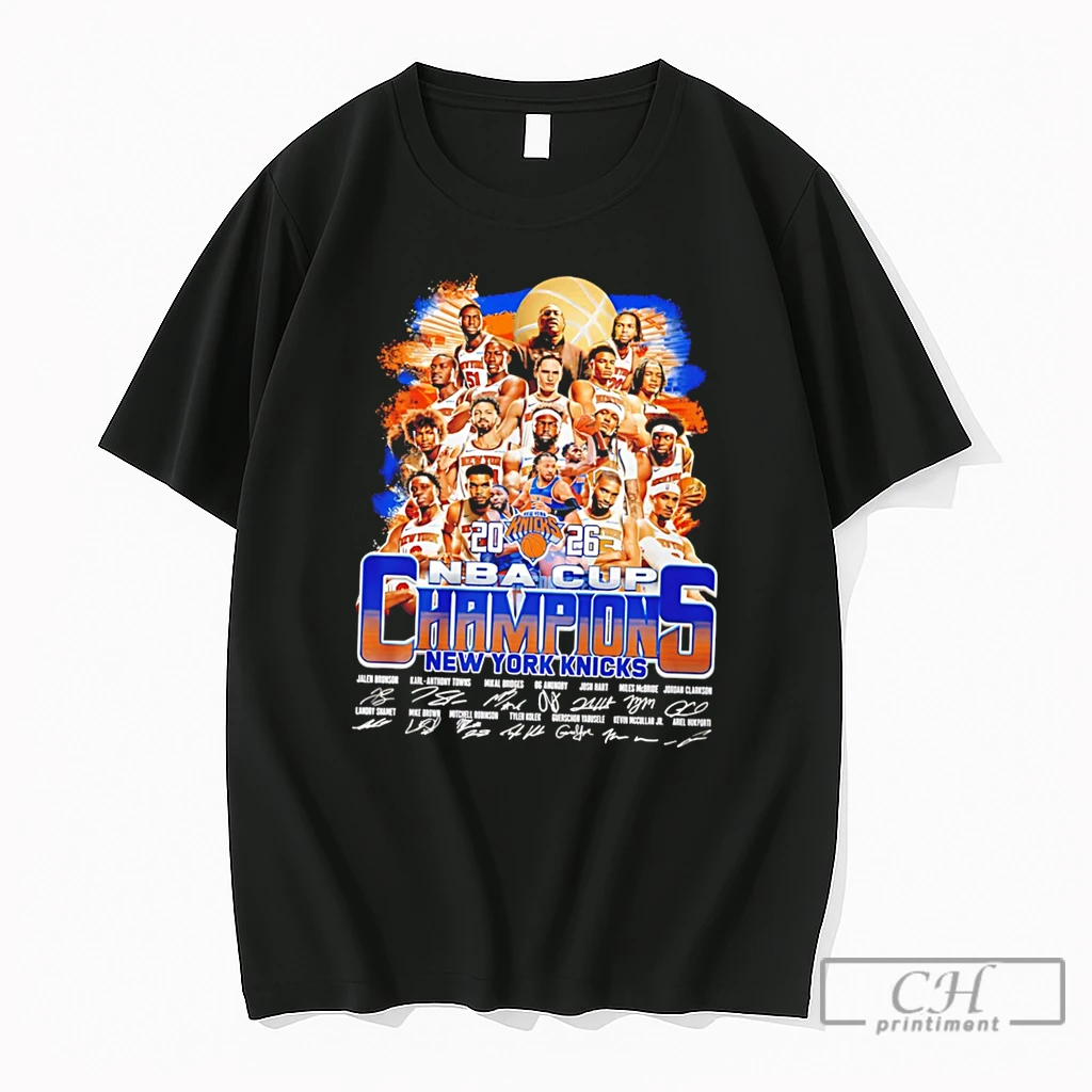 Premium New York Knicks 2026 Nba Cup Champions All Team Signatures Tee T Shirts Sweater Hoodie