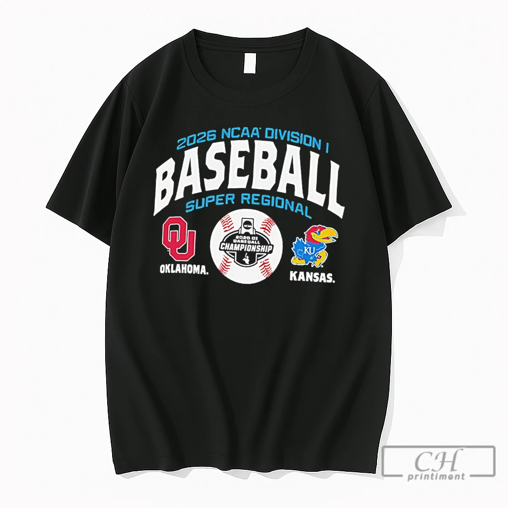 Premium Oklahoma Sooners Vs Kansas Jayhawks 2026 Ncaa Baseball Super Regional Matchup Tee T Shirts Sweater Hoodie