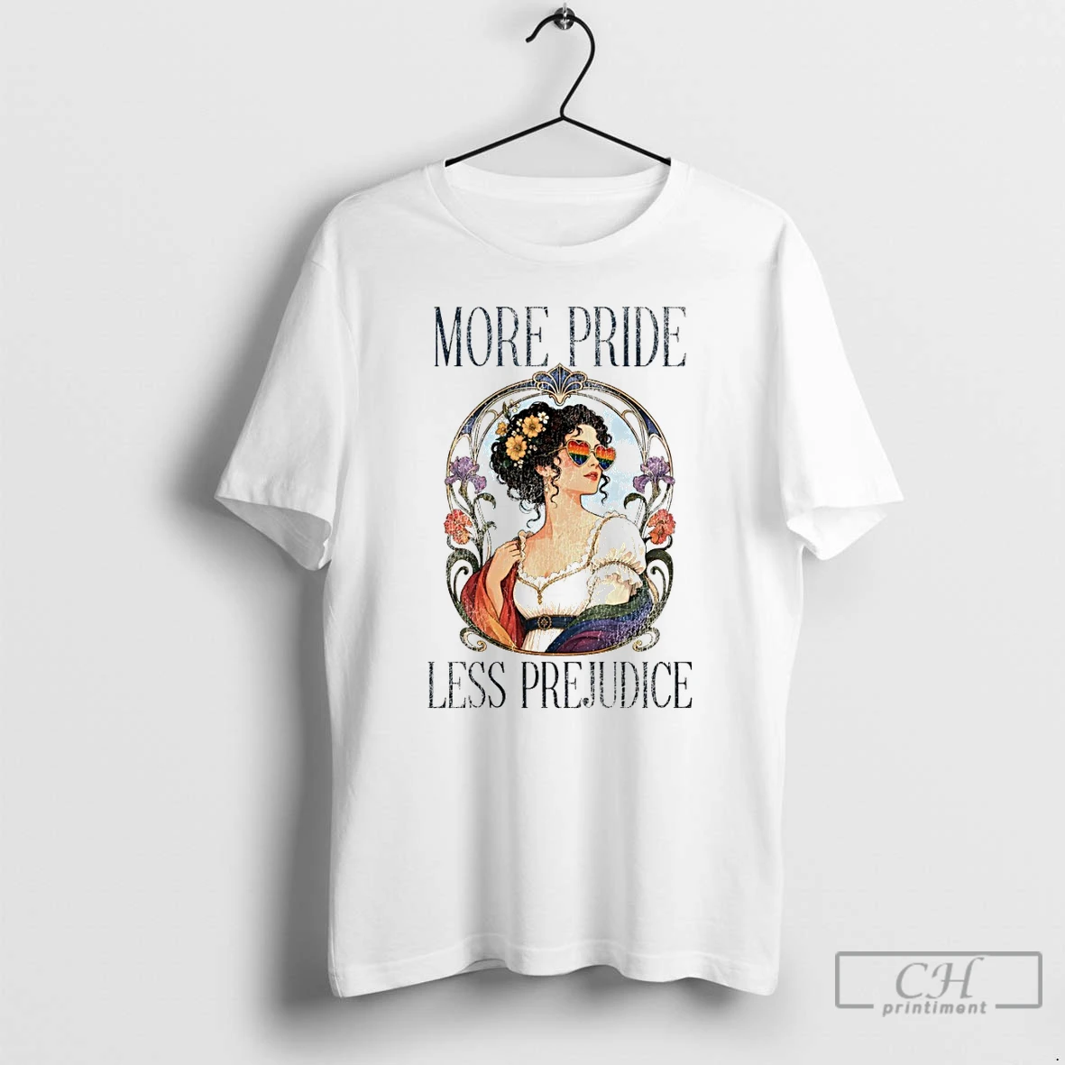 Premium Prideful Woman Floral Rainbow Heart Sunglasses More Pride Less Prejudice Lgbt T Shirts Sweater Hoodie