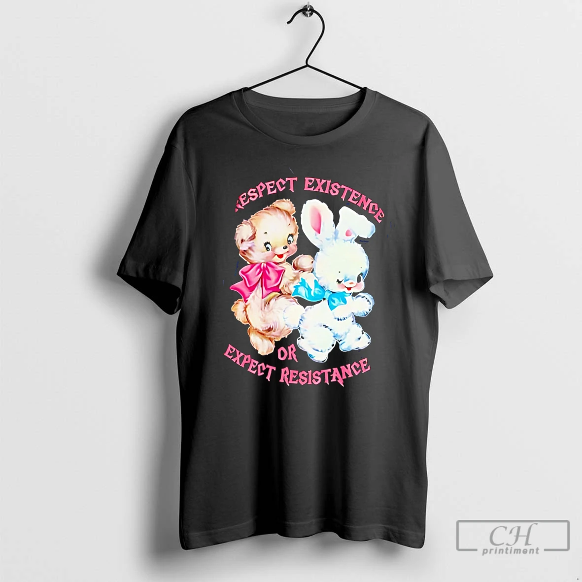 Premium Respect Existence Or Expect Resistance Cartoon Bear And Bunny Tee T Shirts Sweater Hoodie