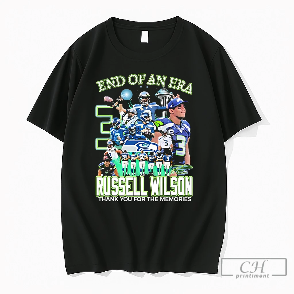 Premium Russell Wilson Seattle Seahawks Football End Of An Era Thank You For The Memories T Shirts Sweater Hoodie