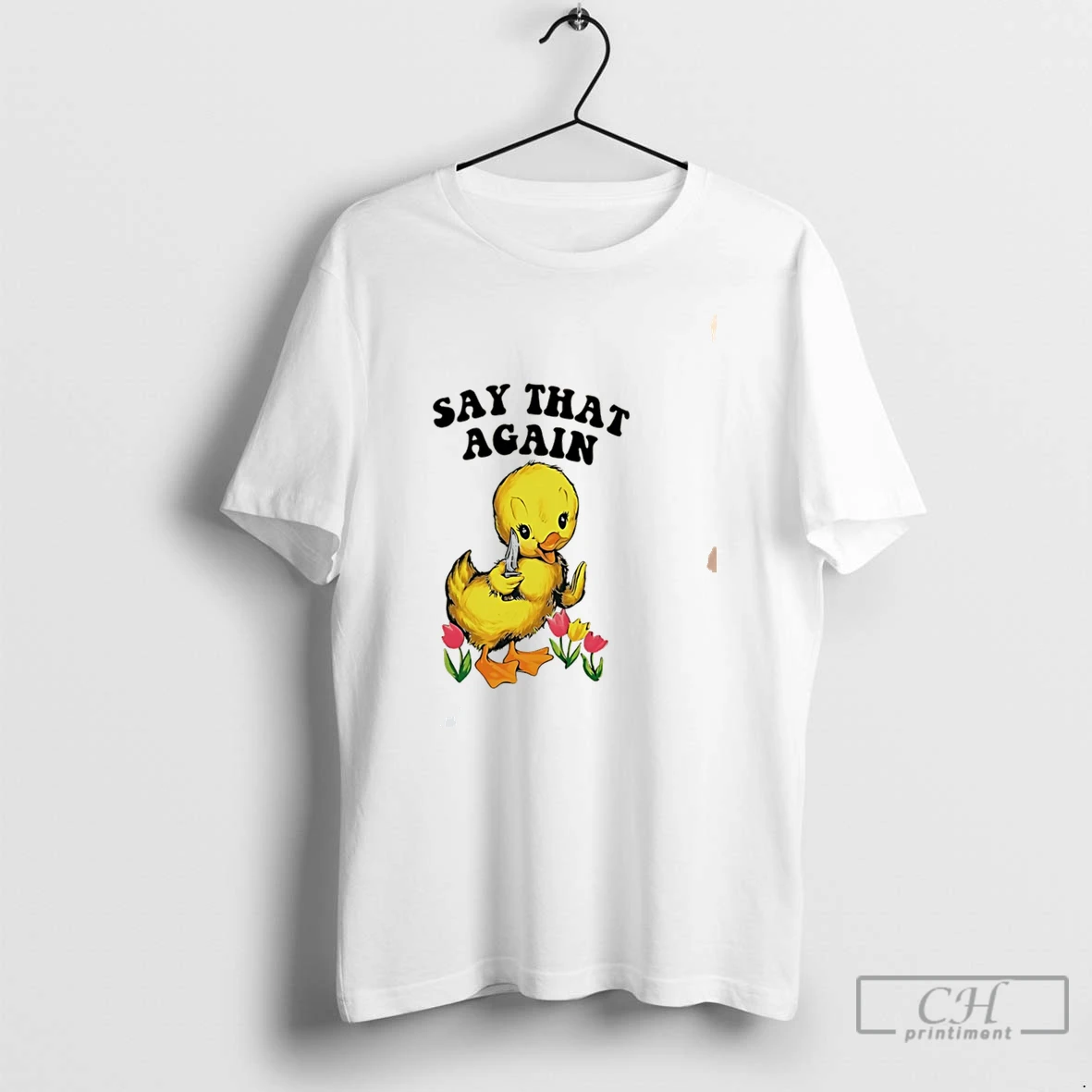 Premium Say That Again Cartoon Duck Holding Knife Tee T Shirts Sweater Hoodie