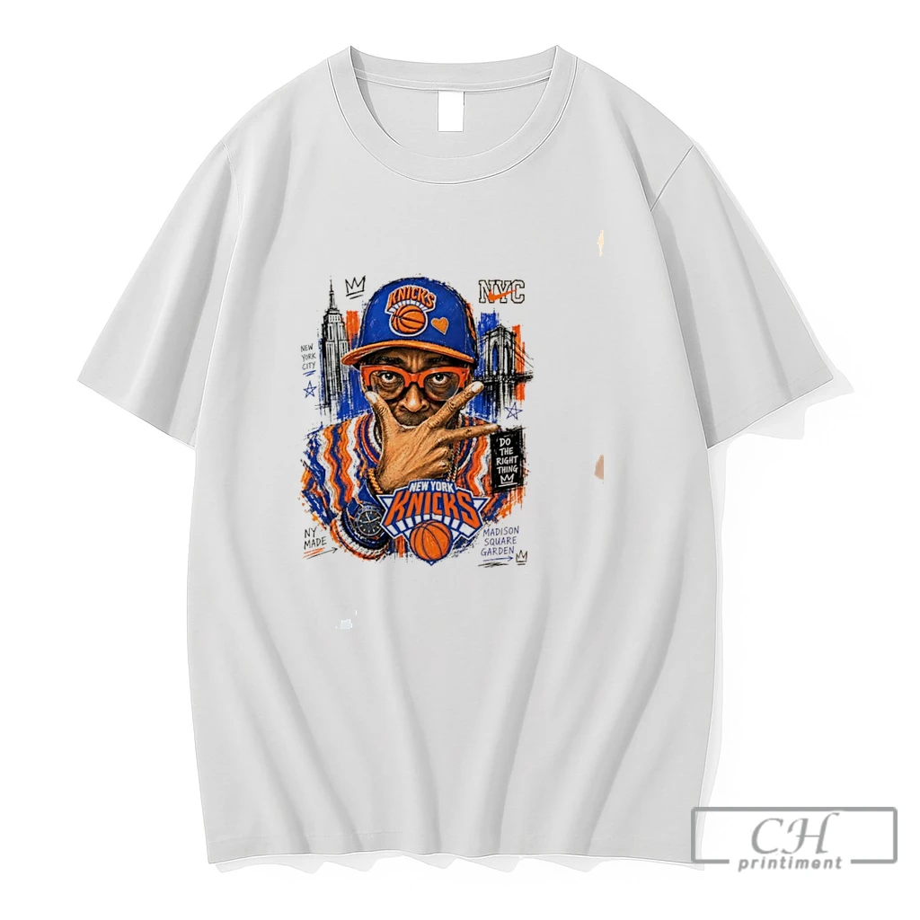 Premium Spike Lee Wearing New York Knicks Hat Illustration Tee T Shirts Sweater Hoodie