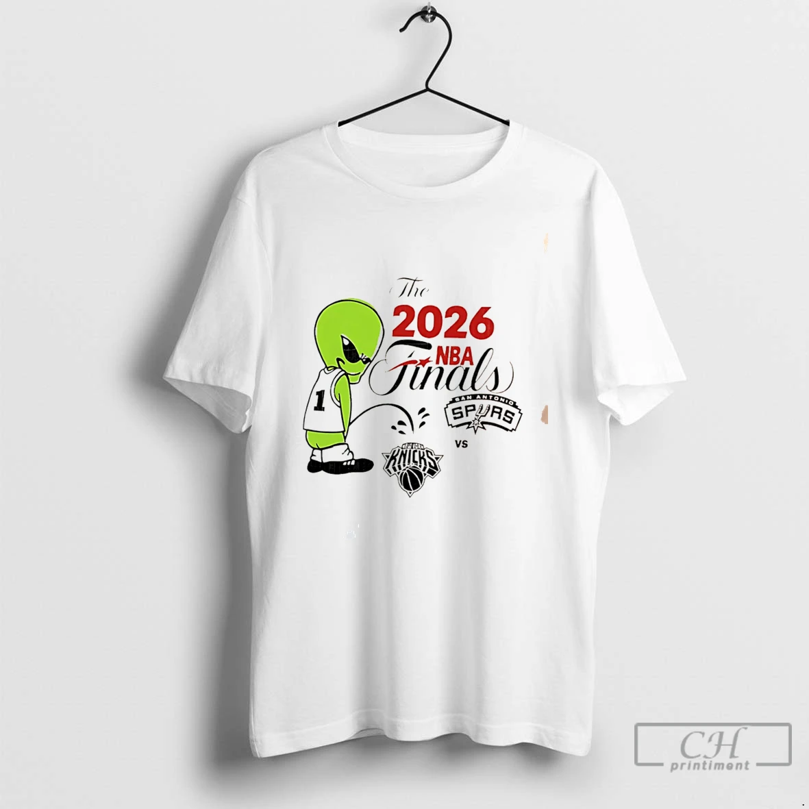 Premium Spurs Wemby Alien Pee On Knicks 2026 Nba Finals Tee T Shirts Sweater Hoodie