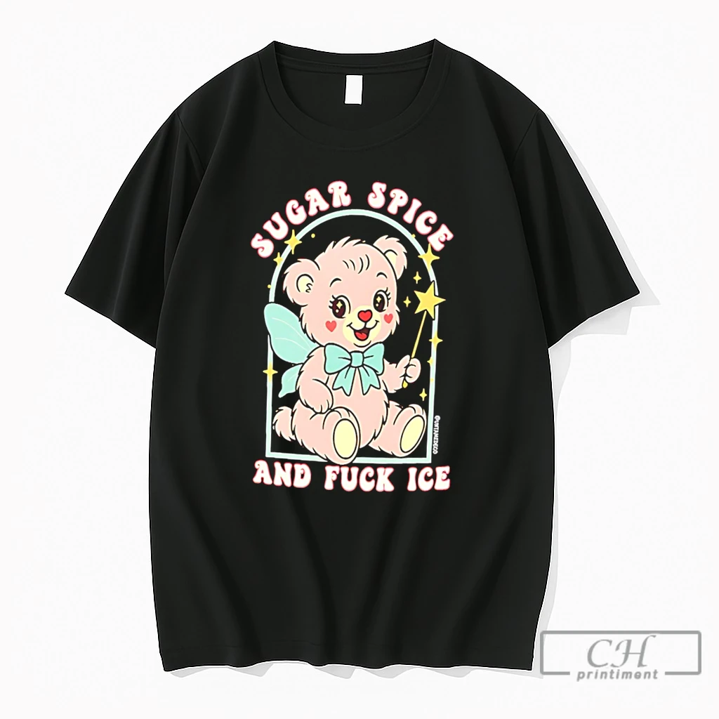 Premium Sugar Spice And Fuck Ice Cartoon Pink Teddy Bear Tee T Shirts Sweater Hoodie