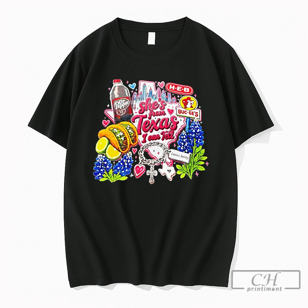 Premium Texas Dr Pepper H E B Buc Ees Tacos Bluebonnets James Avery Shes From Texas I Can Tell Text T Shirts Sweater Hoodie