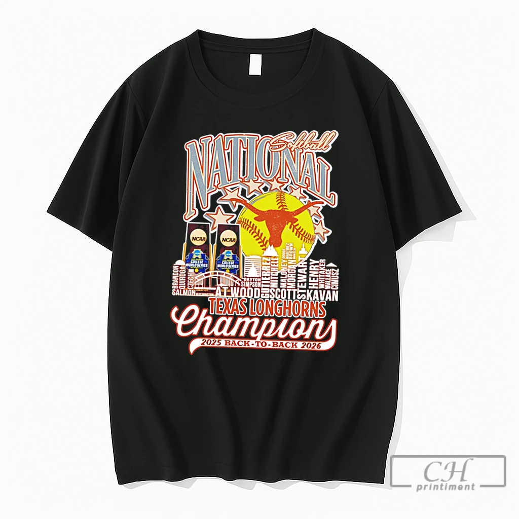 Premium Texas Softball 2026 Wcws Back To Back National Champions Player Name Skyline Tee T Shirts Sweater Hoodie