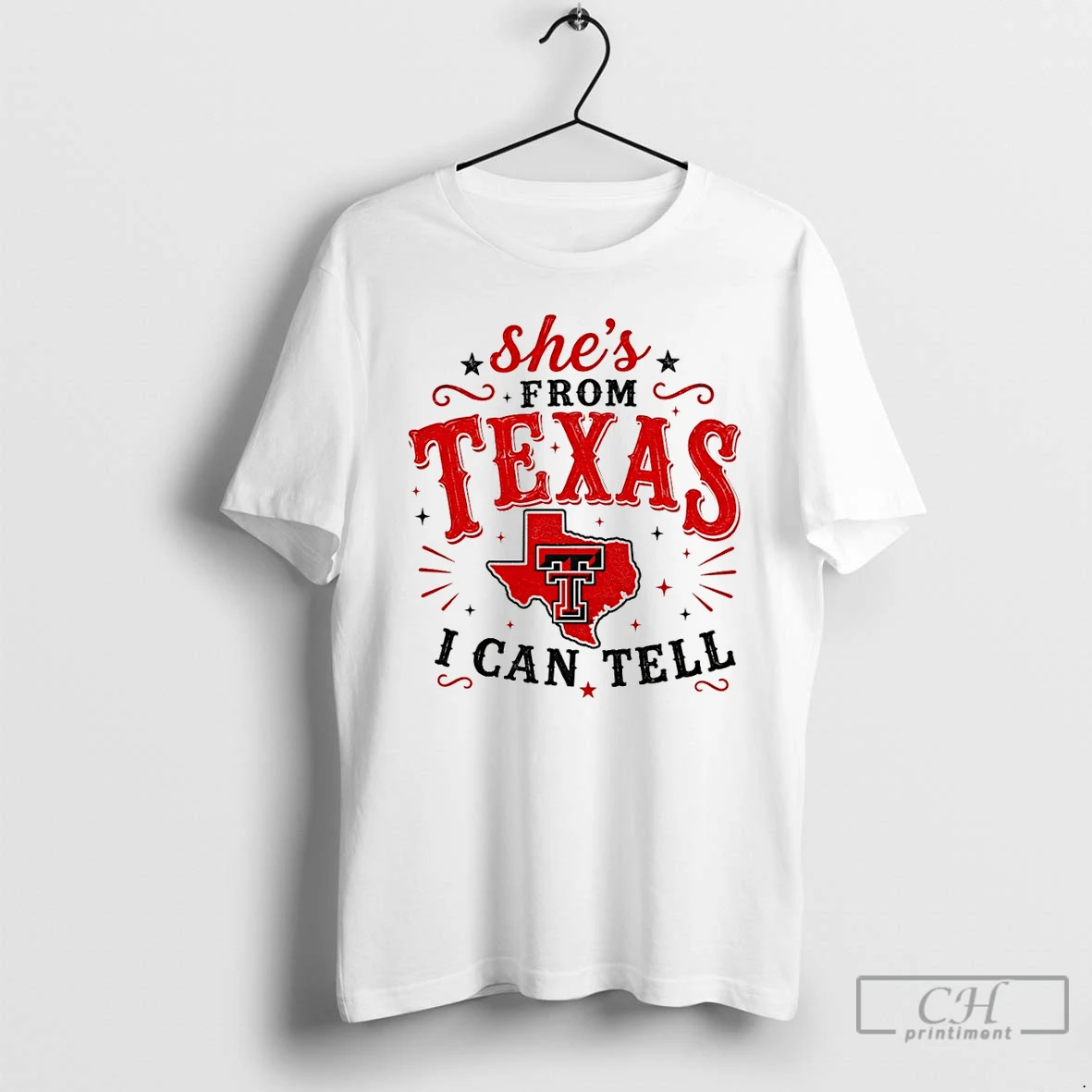 Premium Texas Tech Red Raiders Fan Clothing Shes From Texas I Can Tell Text T Shirts Sweater Hoodie