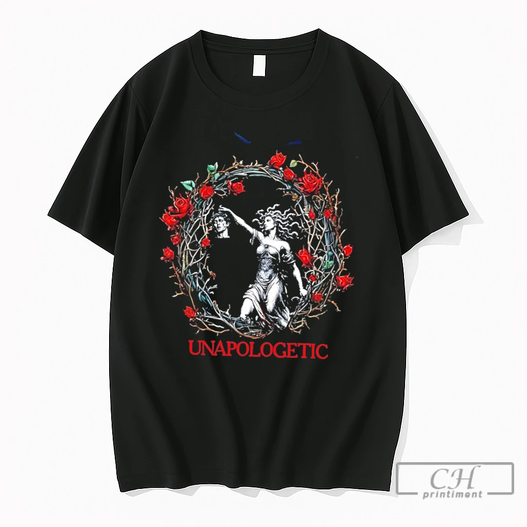 Premium Unapologetic Medusa Illustration Encircled By Red Roses Retro Tee T Shirts Sweater Hoodie