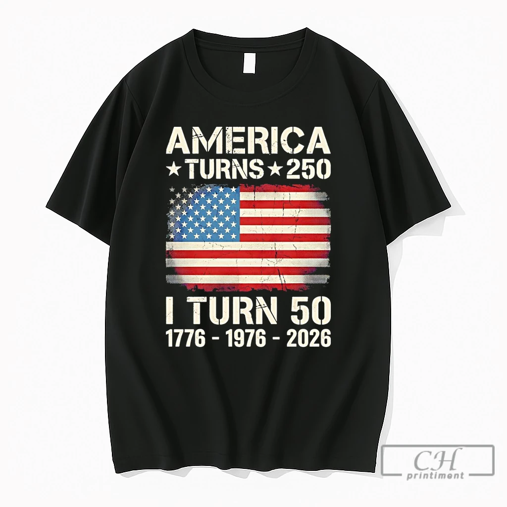 Premium United States 250th Anniversary Birthday America Turns 250 I Turn 50 Flag T Shirts Sweater Hoodie