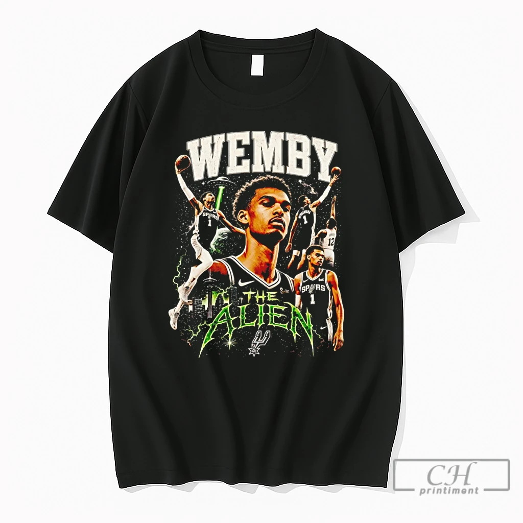 Premium Wemby The Alien Victor Wembanyama San Antonio Spurs Basketball Nba 2026 Graphic T Shirts Sweater Hoodie