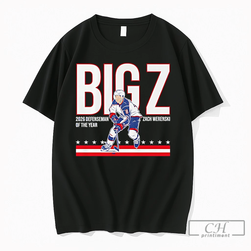 Premium Zach Werenski Columbus Blue Jackets Hockey Big Z 2026 Defenseman Of The Year T Shirts Sweater Hoodie