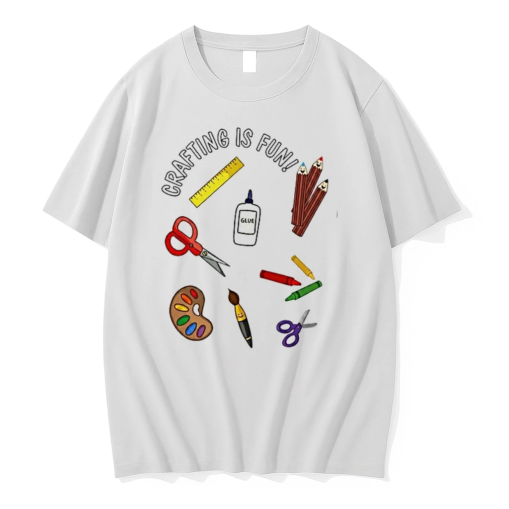 Crafting Is Fun Art Supplies Scissors Glue Paintbrush School Theme Kids 0 Tshirts Sweater Hoodie