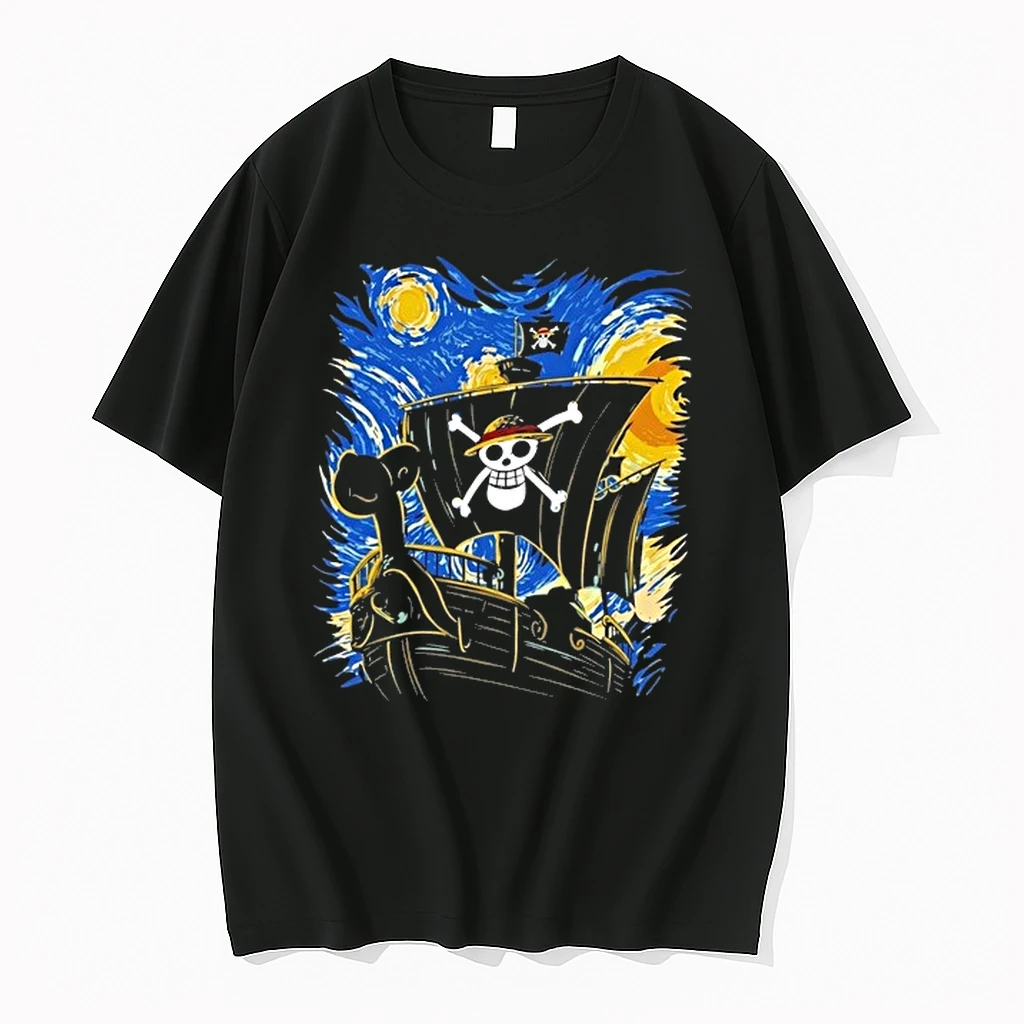 Straw Hat Pirates Thousand Sunny Ship One Piece Van Gogh Style Fan Art 0 Tshirts Sweater Hoodie