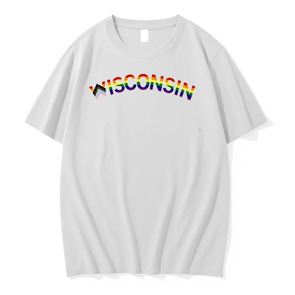 Wisconsin Text Progress Pride Flag 0 Tshirts Sweater Hoodie