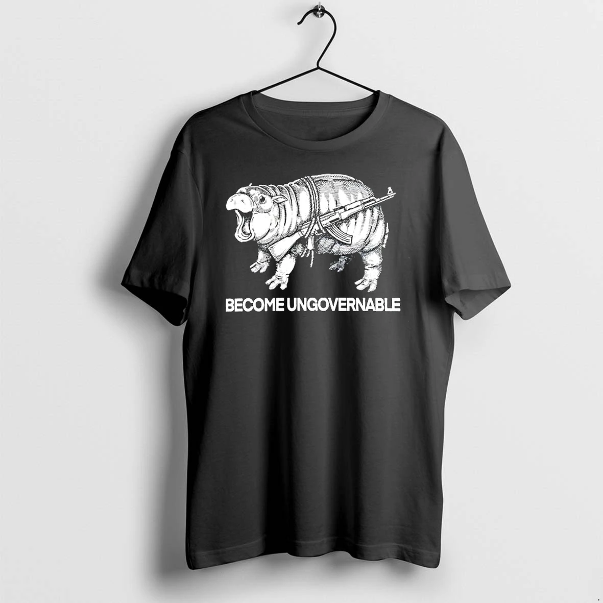 Officials Become Ungovernable Hippo With Rifle Funny Animal Premium T Shirt Sweatshirt Hoodie