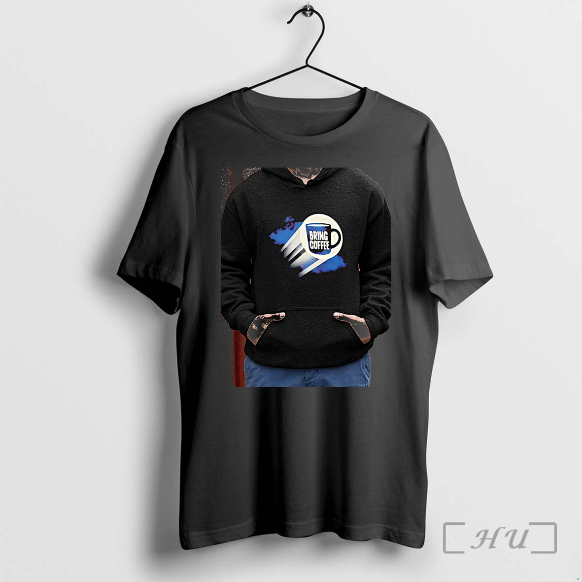 Officials Bring Coffee Caffeine Humor Morning Beverage Design Blue Motion Blur Premium T Shirts Sweater Hoodie