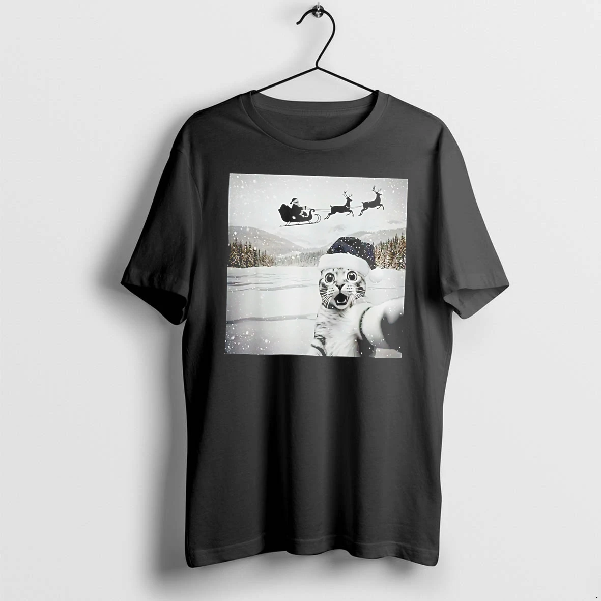 Officials Cat Selfie With Santa Christmas Funny Tee Premium T Shirt Sweatshirt Hoodie