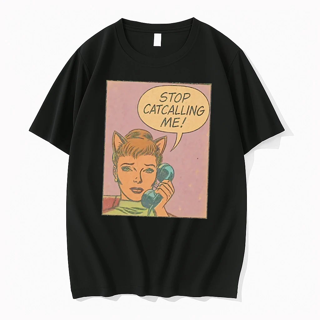 Officials Catwoman Stop Catcalling Me Vintage Comic Style Tee Premium T Shirt Sweatshirt Hoodie