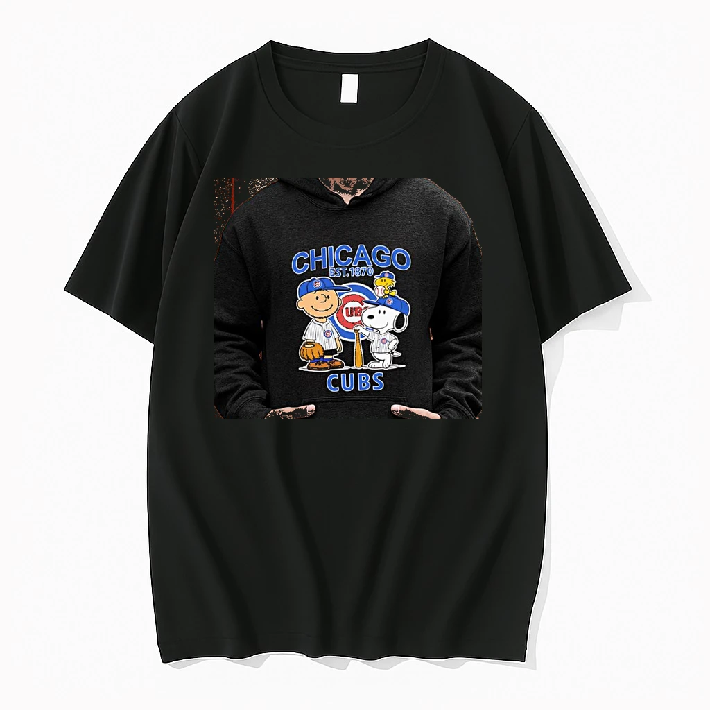 Officials Charlie Brown Snoopy Woodstock X Chicago Cubs Baseball Mlb Team Logo Premium T Shirt Sweatshirt Hoodie