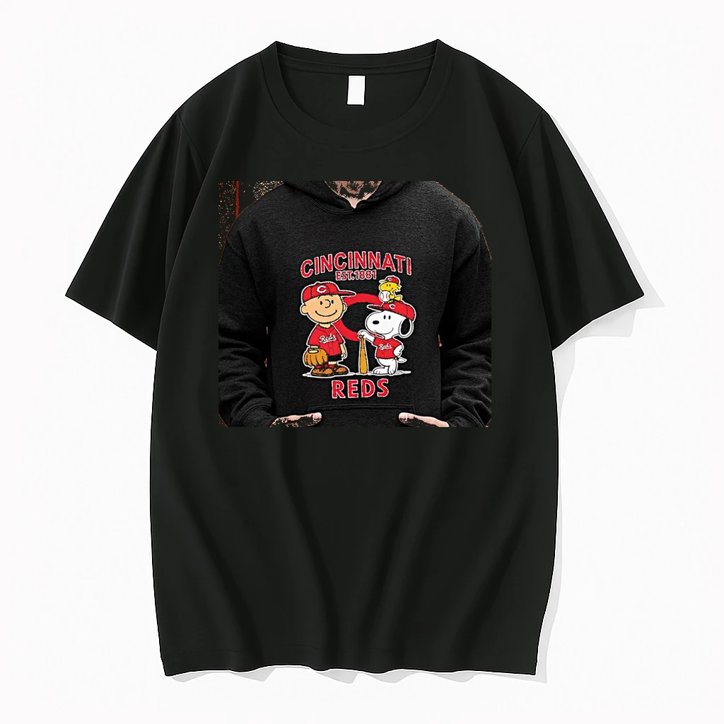 Officials Charlie Brown Snoopy Woodstock X Cincinnati Reds Mlb Baseball Team Premium T Shirt Sweatshirt Hoodie