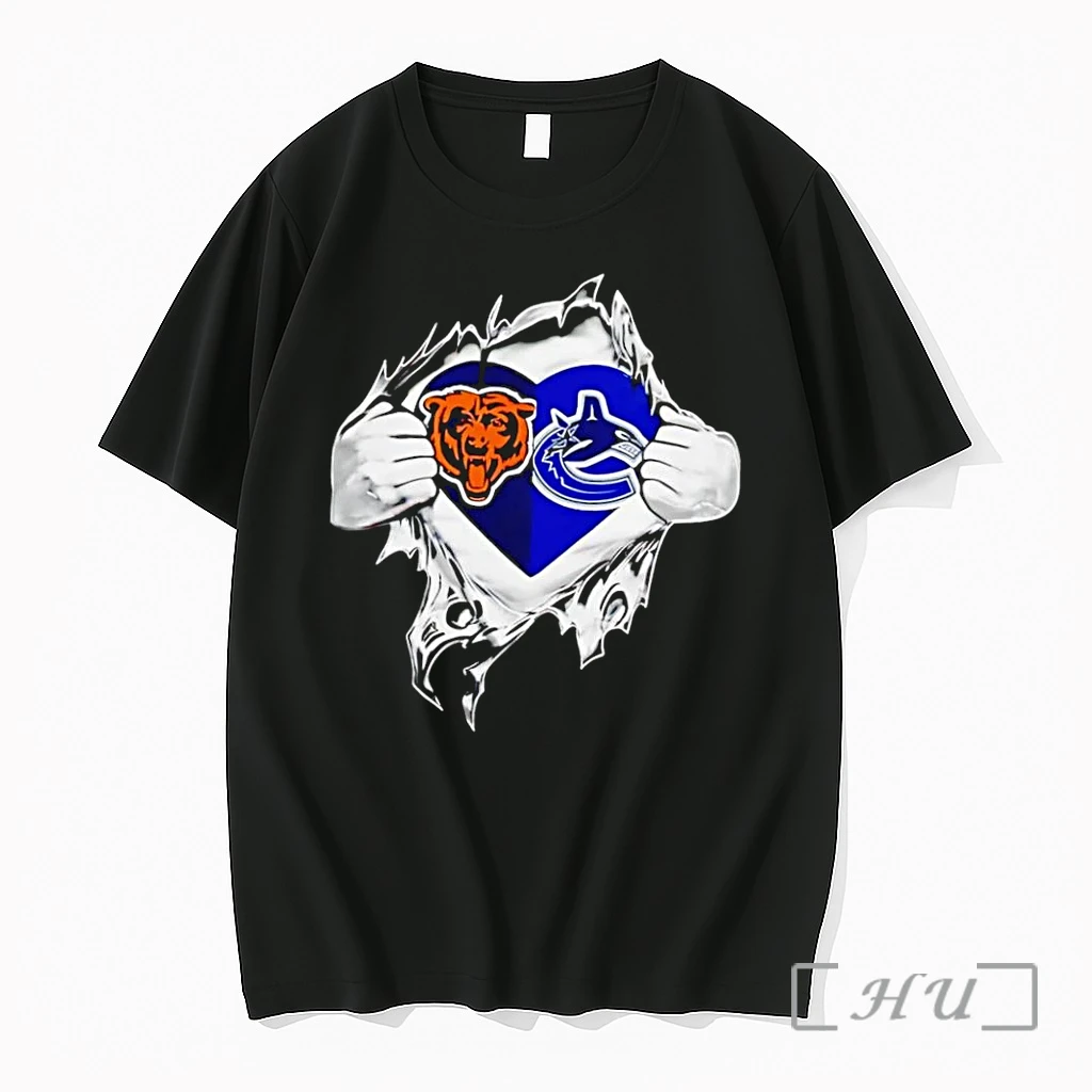 Officials Chicago Bears Vancouver Canucks Heart Ripped Open Chest Sports Black Premium T Shirts Sweater Hoodie