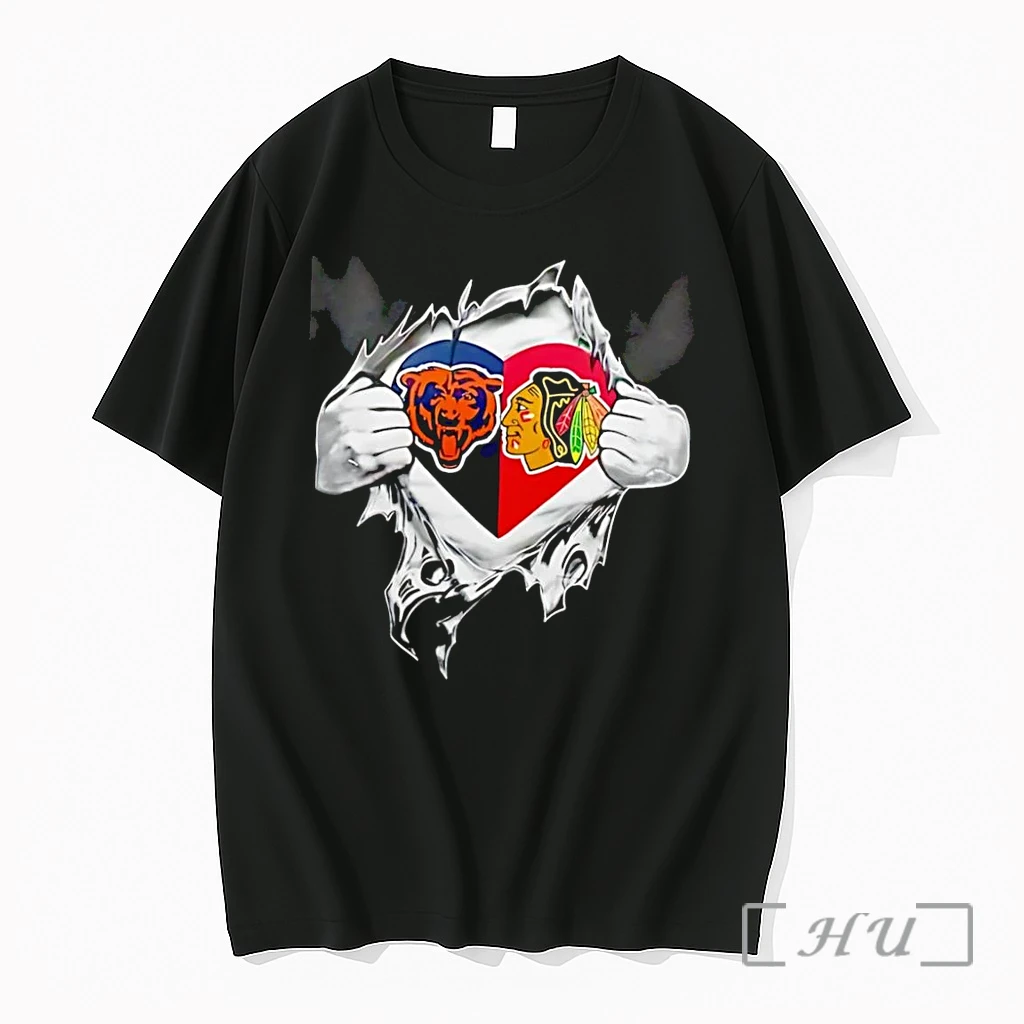 Officials Chicago Fans Heart Chicago Bears Chicago Blackhawks Black Premium T Shirts Sweater Hoodie