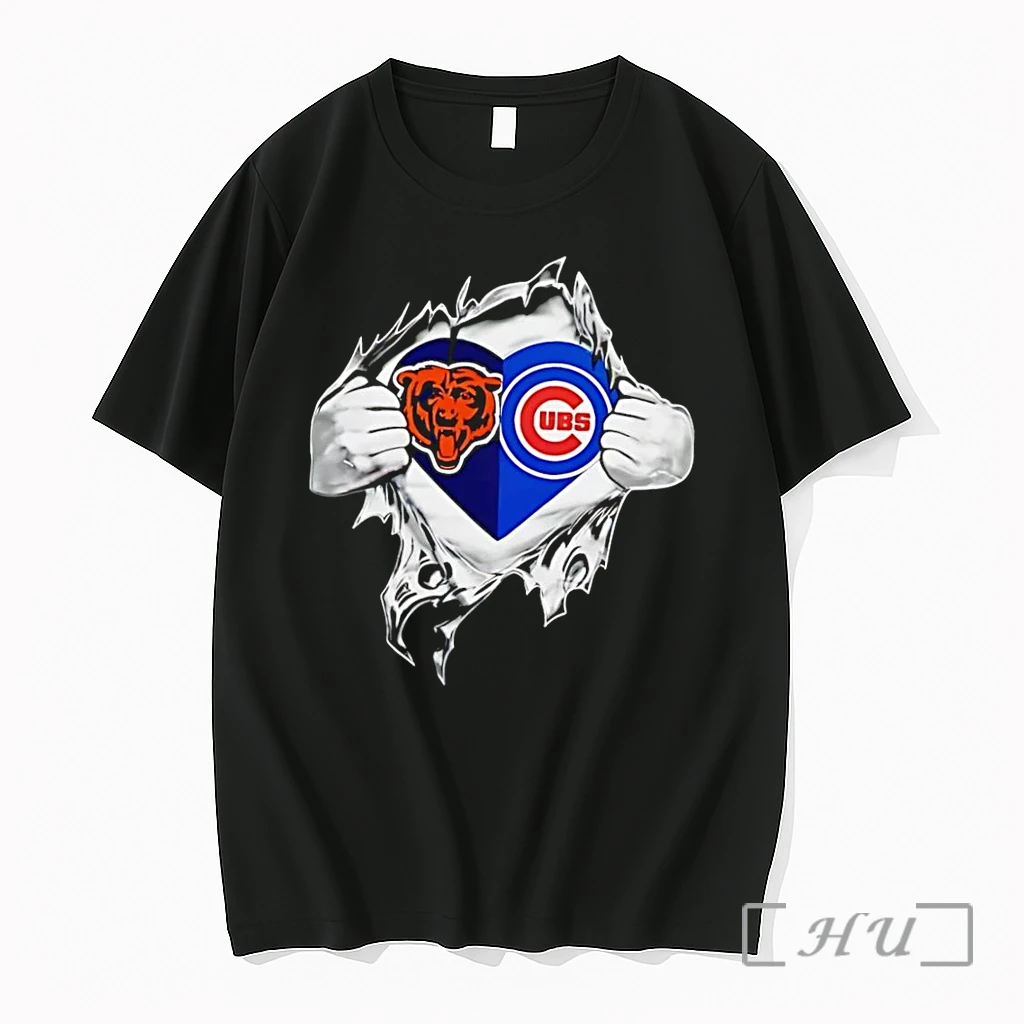 Officials Chicago Sports Fan Rip Reveal Chicago Bears Chicago Cubs Black Premium T Shirts Sweater Hoodie