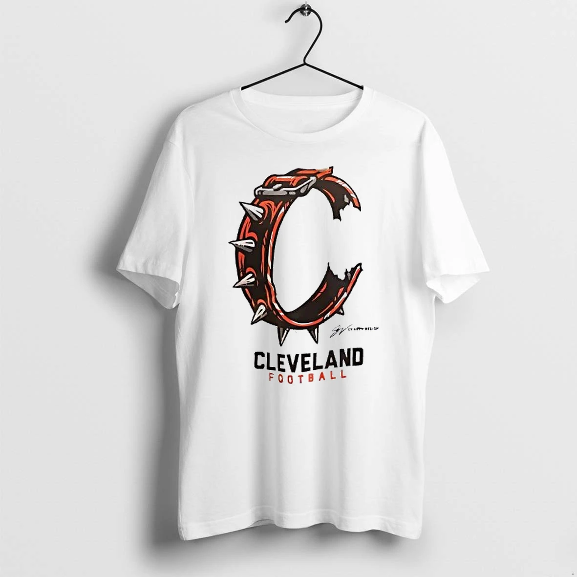 Officials Cleveland Football Spiked Collar C Logo Premium T Shirt Sweatshirt Hoodie