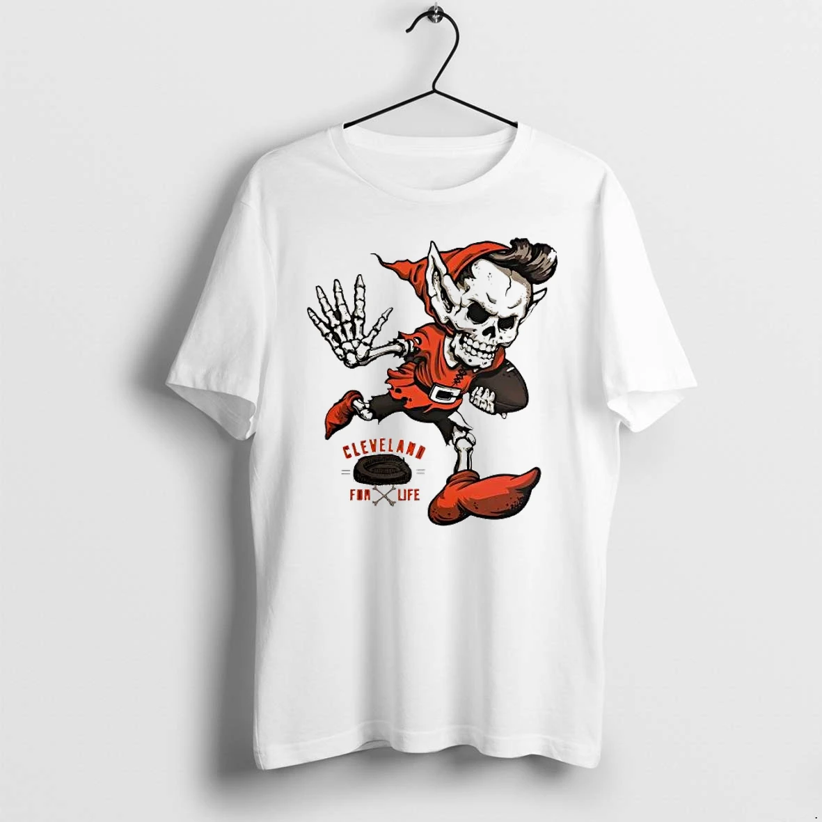 Officials Cleveland For Life Skeleton Elf Football Premium T Shirt Sweatshirt Hoodie