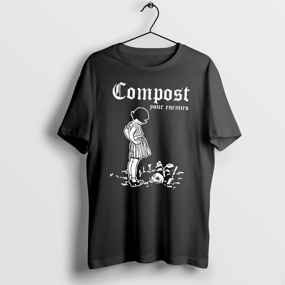 Officials Compost Your Enemies Girl With Skull Tee Premium T Shirt Sweatshirt Hoodie