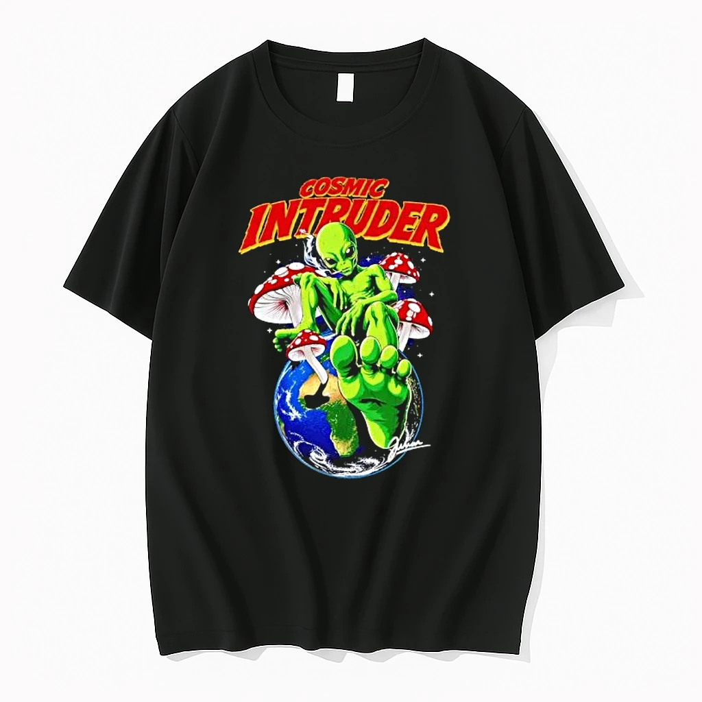 Officials Cosmic Intruder Alien Smoking With Mushrooms Premium T Shirt Sweatshirt Hoodie