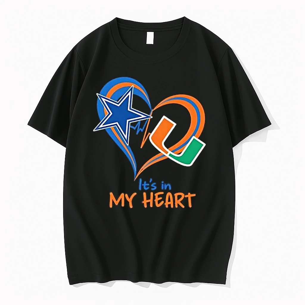 Officials Dallas Cowboys And Miami Hurricanes Its In My Heart Premium T Shirt Sweatshirt Hoodie