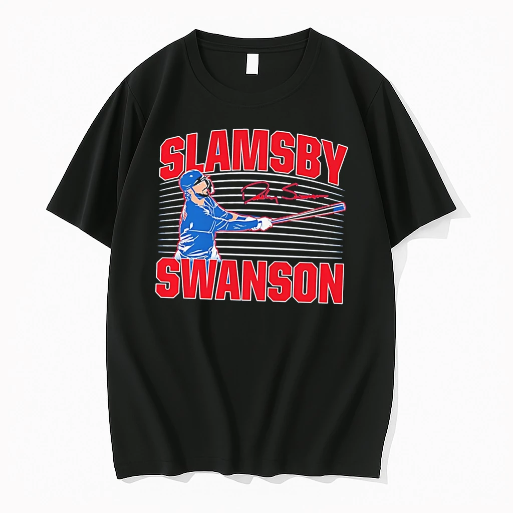Officials Dansby Swanson Slamsby Chicago Cubs Signature Tee Premium T Shirt Sweatshirt Hoodie