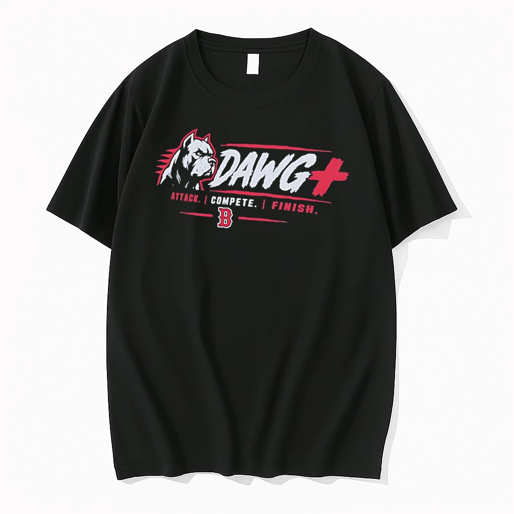 Officials Dawg Attack Compete Finish Boston Red Sox Bulldog Clubhouse Motto Tee Premium T Shirt Sweatshirt Hoodie