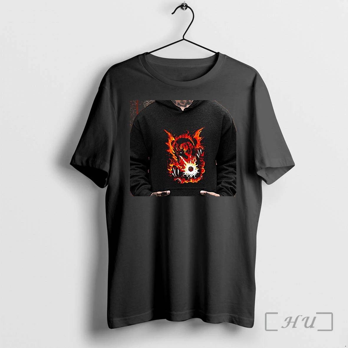 Officials Dungeons And Dragons Dragon Breathing Fire On 20 D20 Dice Tabletop Game Premium T Shirts Sweater Hoodie
