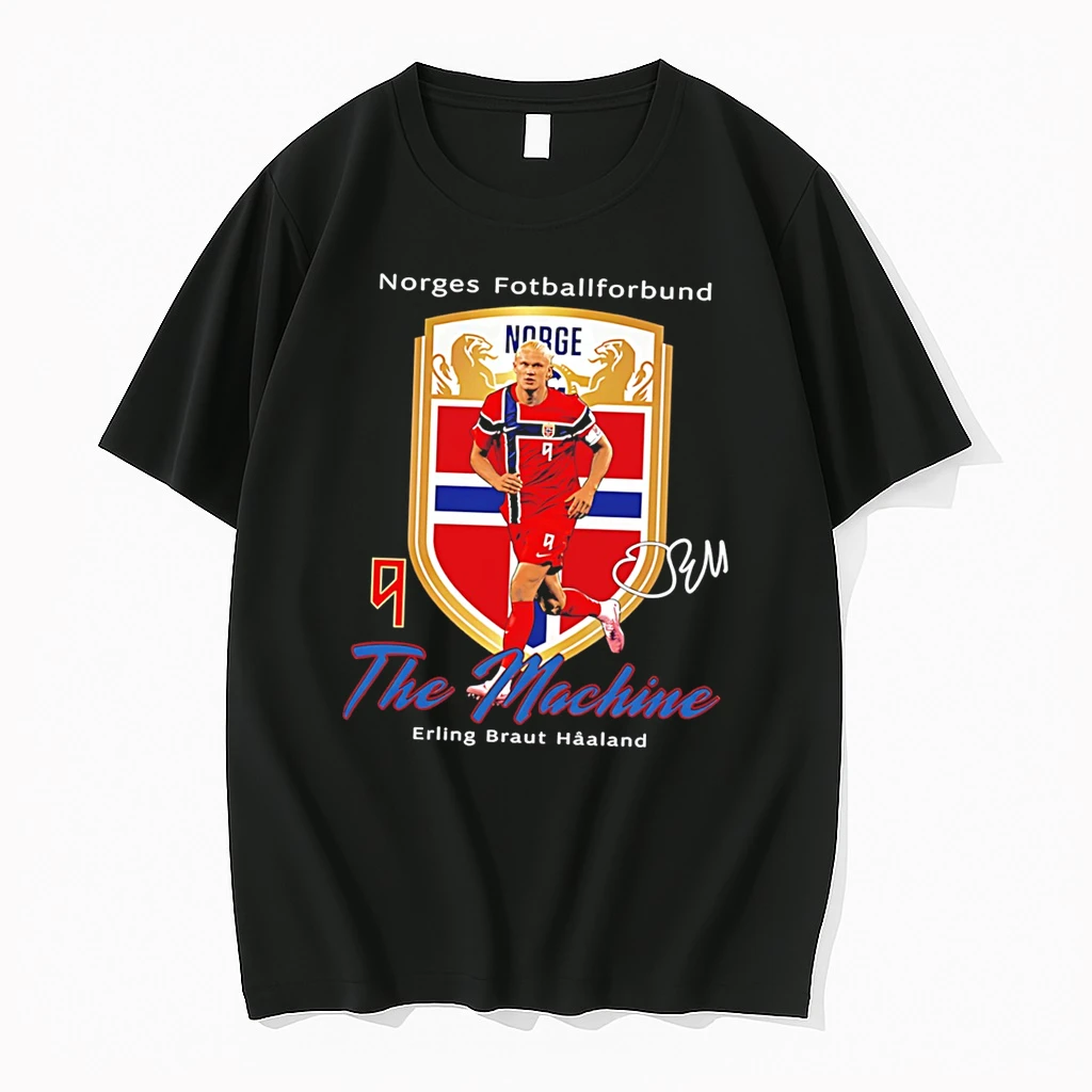 Officials Erling Braut Haaland No 9 Norway The Machine Signature Tee Premium T Shirt Sweatshirt Hoodie
