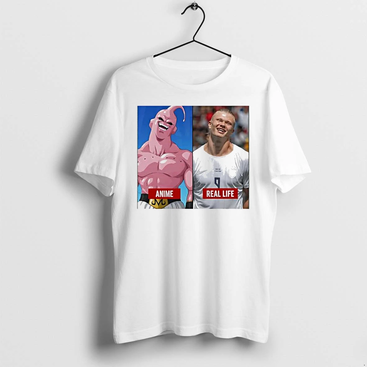 Officials Erling Haaland Majin Buu Anime Vs Real Life Comparison Premium T Shirt Sweatshirt Hoodie