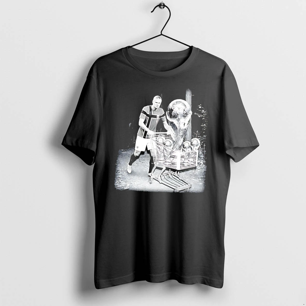 Officials Erling Haaland Norway No 9 With World Cup Trophies Tee Premium T Shirt Sweatshirt Hoodie