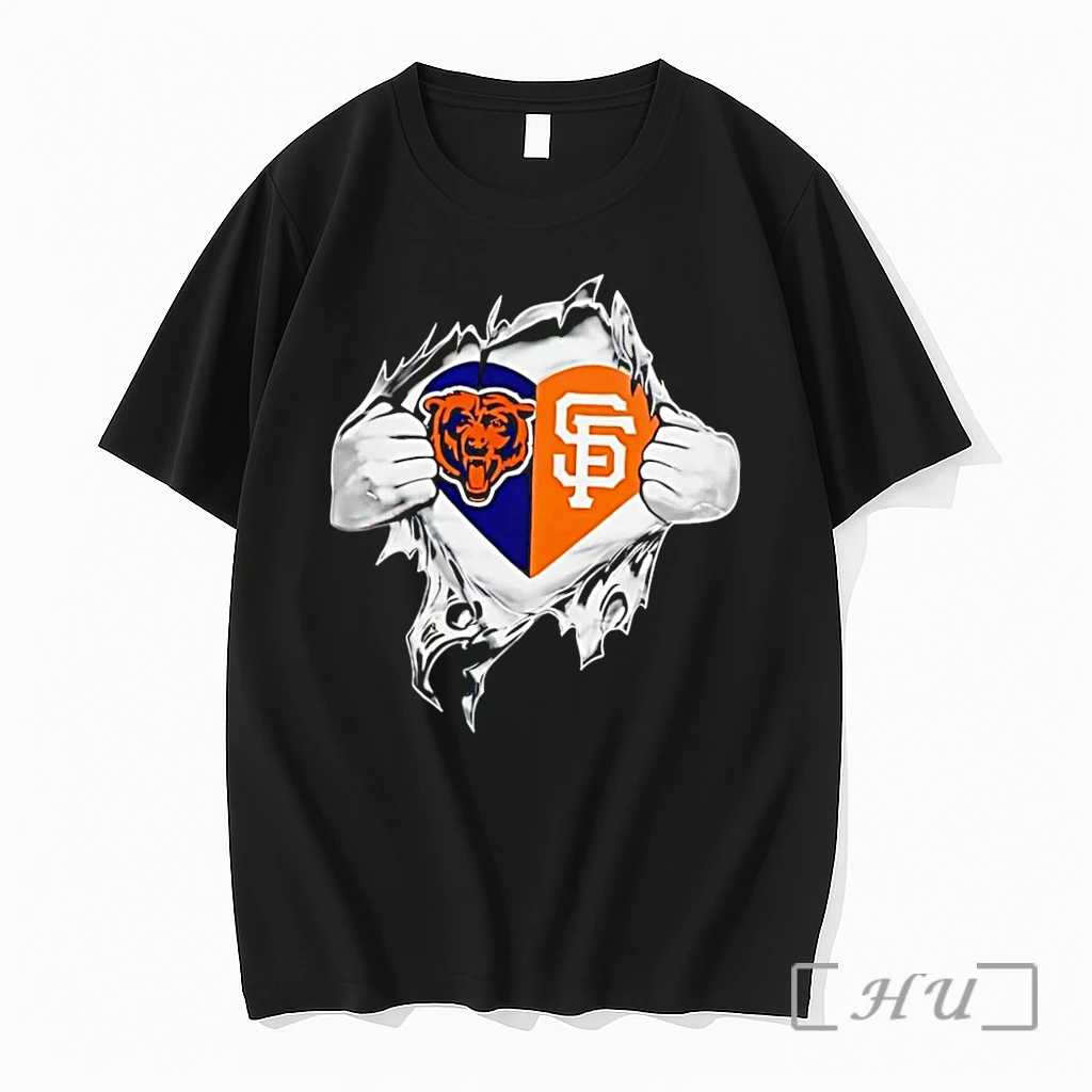 Officials Fan Gear Chicago Bears And San Francisco Giants Heart Rip Black Premium T Shirts Sweater Hoodie