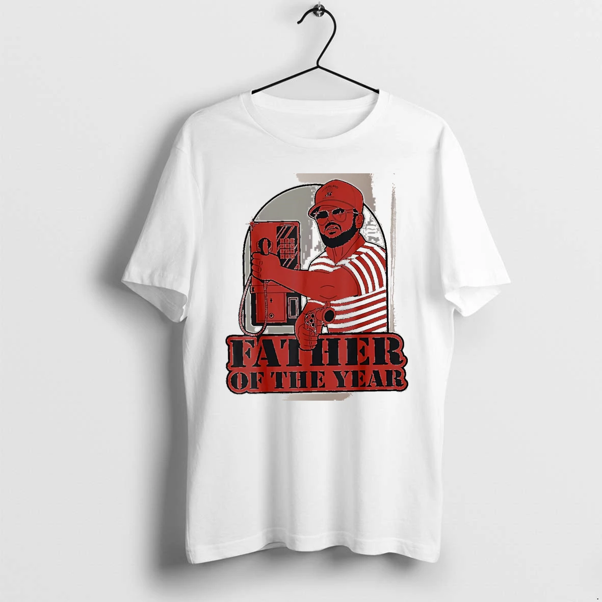 Officials Father Of The Year With Phone And Revolver White Premium T Shirt Sweatshirt Hoodie