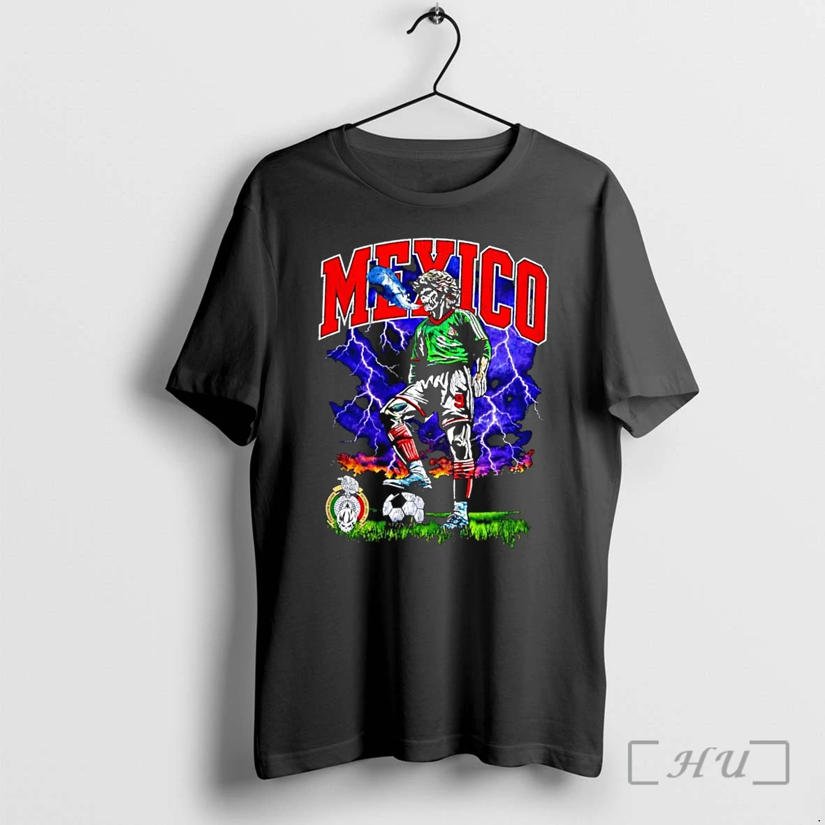 Officials Federacion Mexicana De Futbol Asoc Ac Skeleton Soccer Player Mexico Black Premium T Shirts Sweater Hoodie