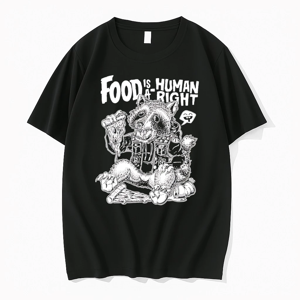 Officials Food Is A Human Right Raccoon Punk Rocker Tee Premium T Shirt Sweatshirt Hoodie
