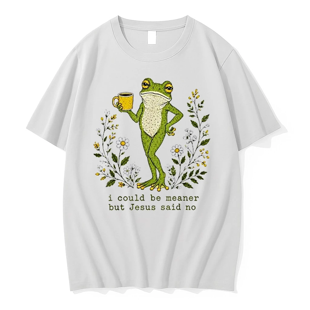 Officials Frog With Coffee I Could Be Meaner But Jesus Said No Premium T Shirt Sweatshirt Hoodie