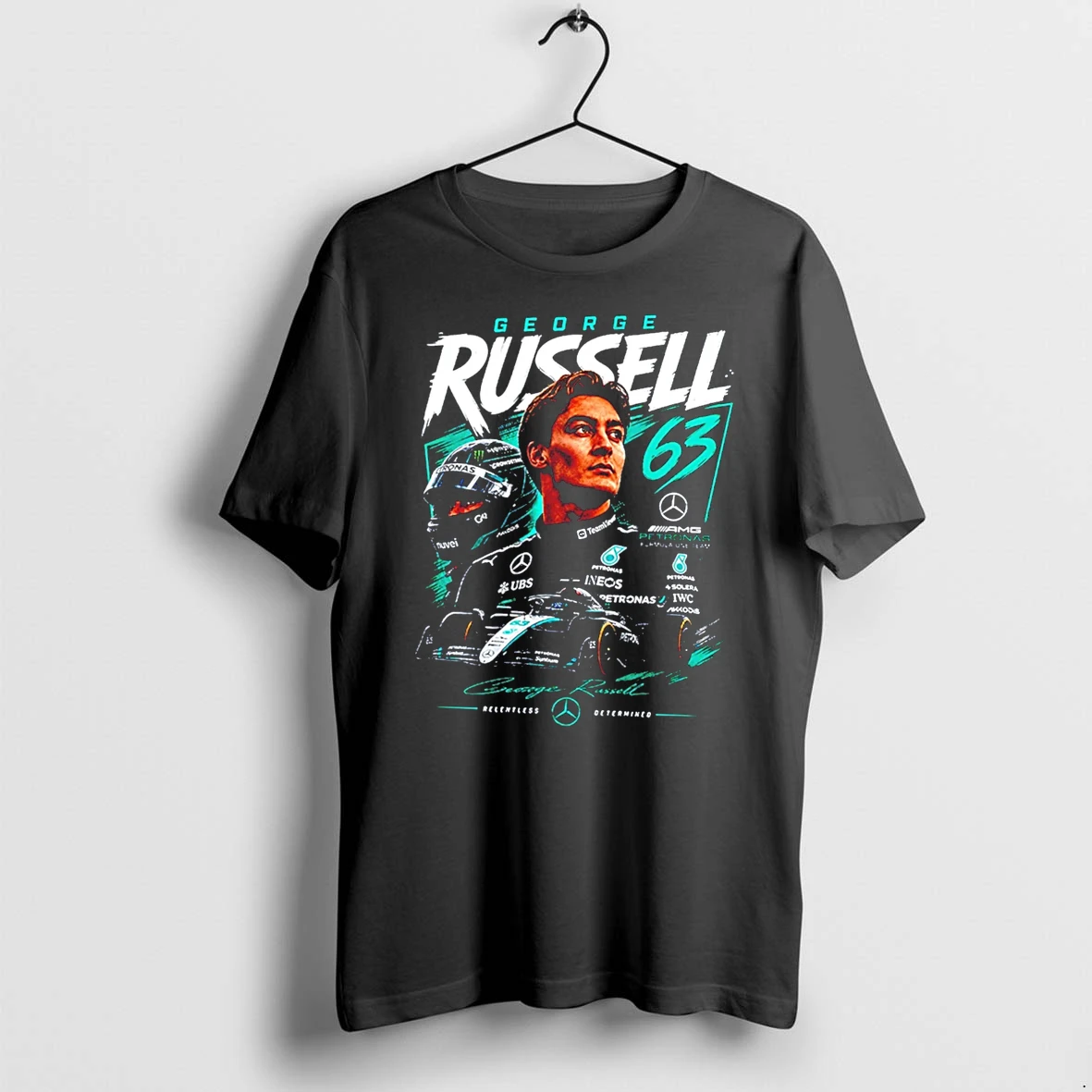 Officials George Russell No 63 Mercedes Amg Petronas Formula One Team Relentless Determined Signature Tee Premium T Shirt Sweatshirt Hoodie