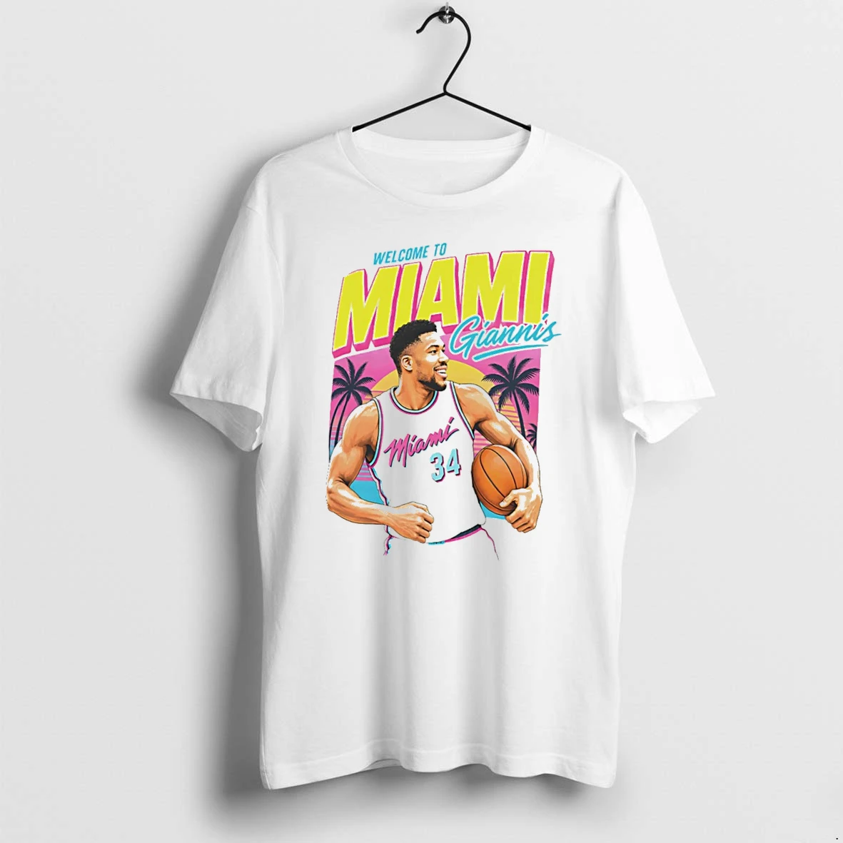 Officials Giannis Antetokounmpo Welcome To Miami 34 Retro Tee Premium T Shirt Sweatshirt Hoodie