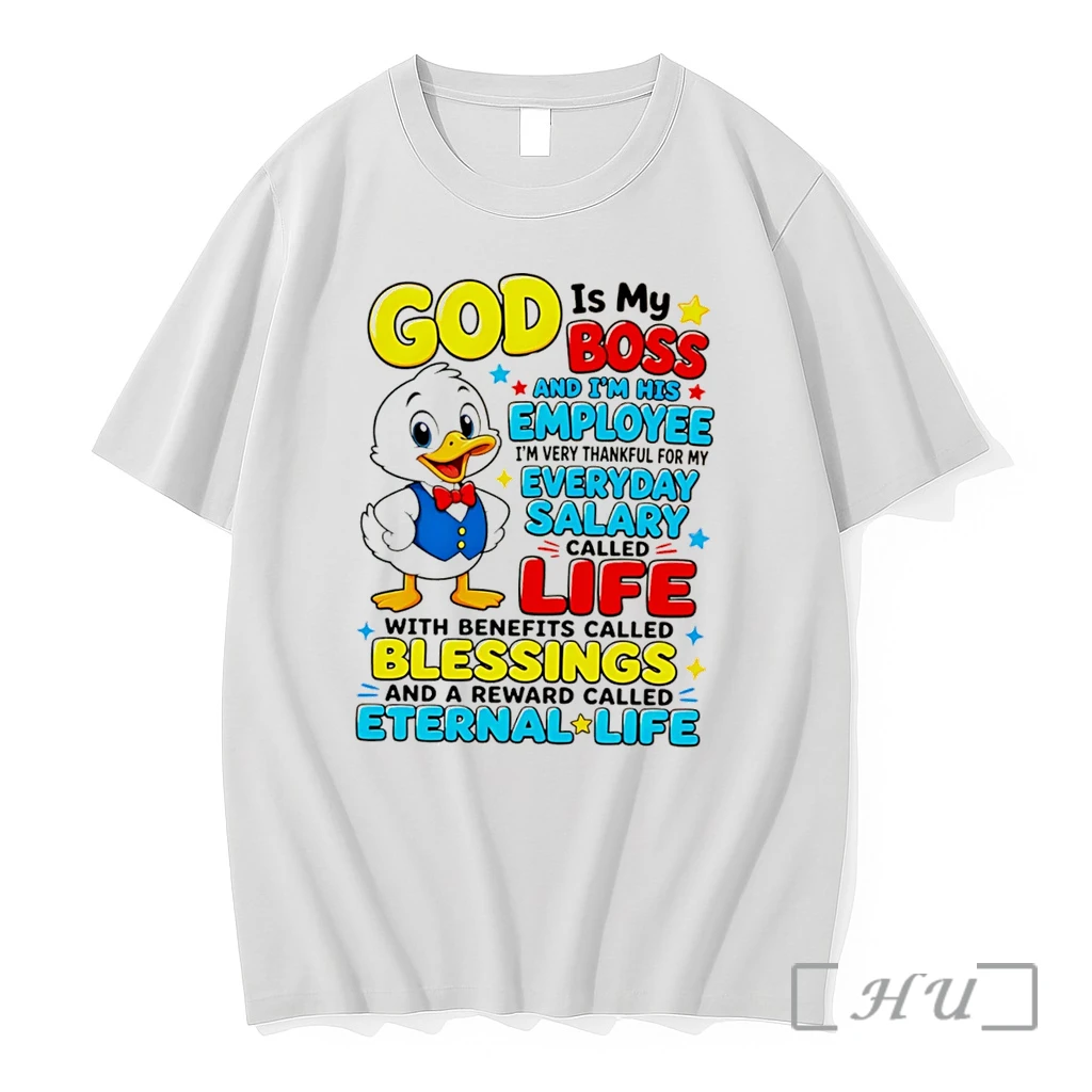Officials God Is My Boss And Im His Employee Im Very Thankful For My Everyday Salary Cartoon Duck Tee Premium T Shirts Sweater Hoodie