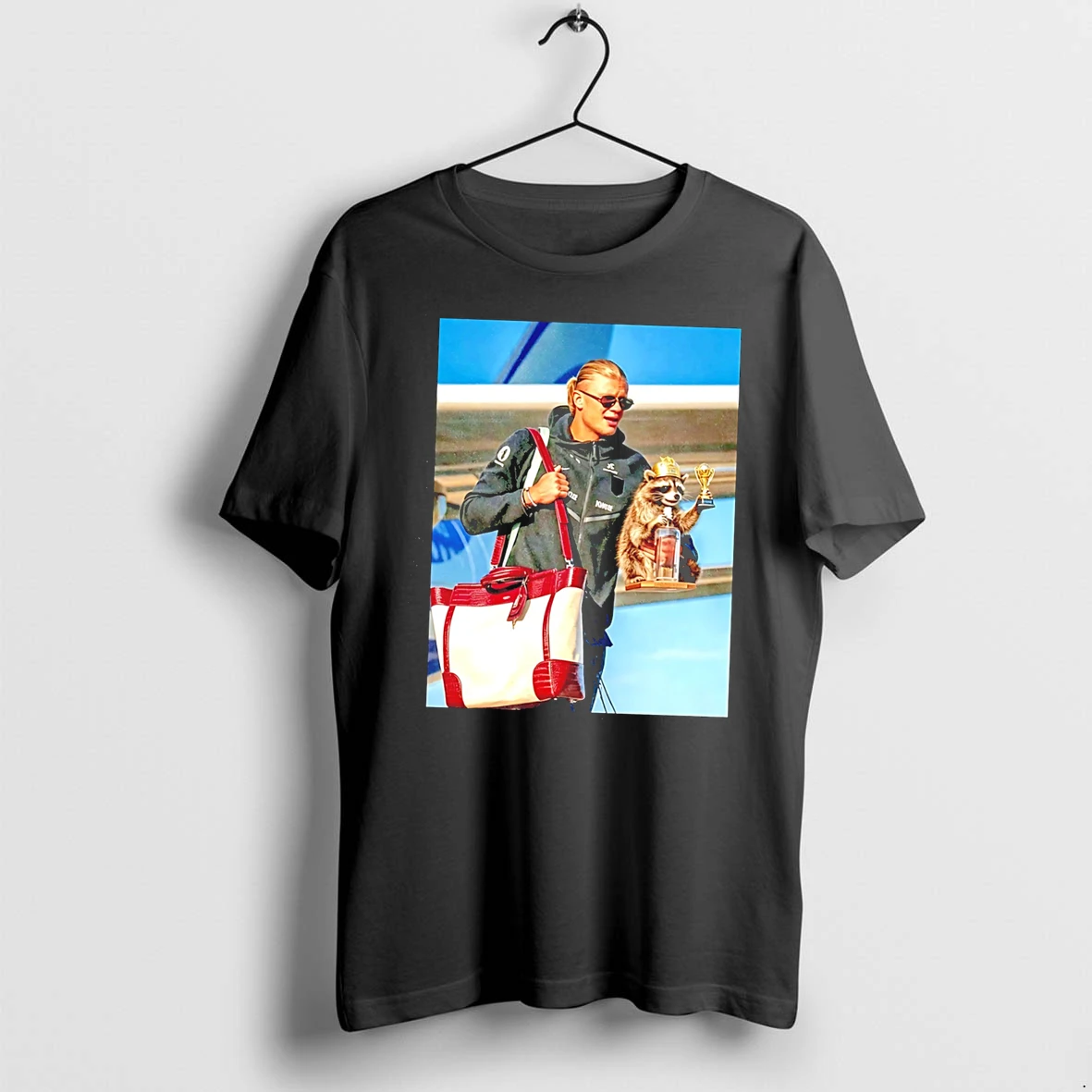 Officials Haland Others Hold Trophies After Matches I Hold My Raccoon Tee Premium T Shirt Sweatshirt Hoodie